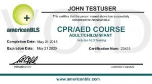 CPR Certification Card