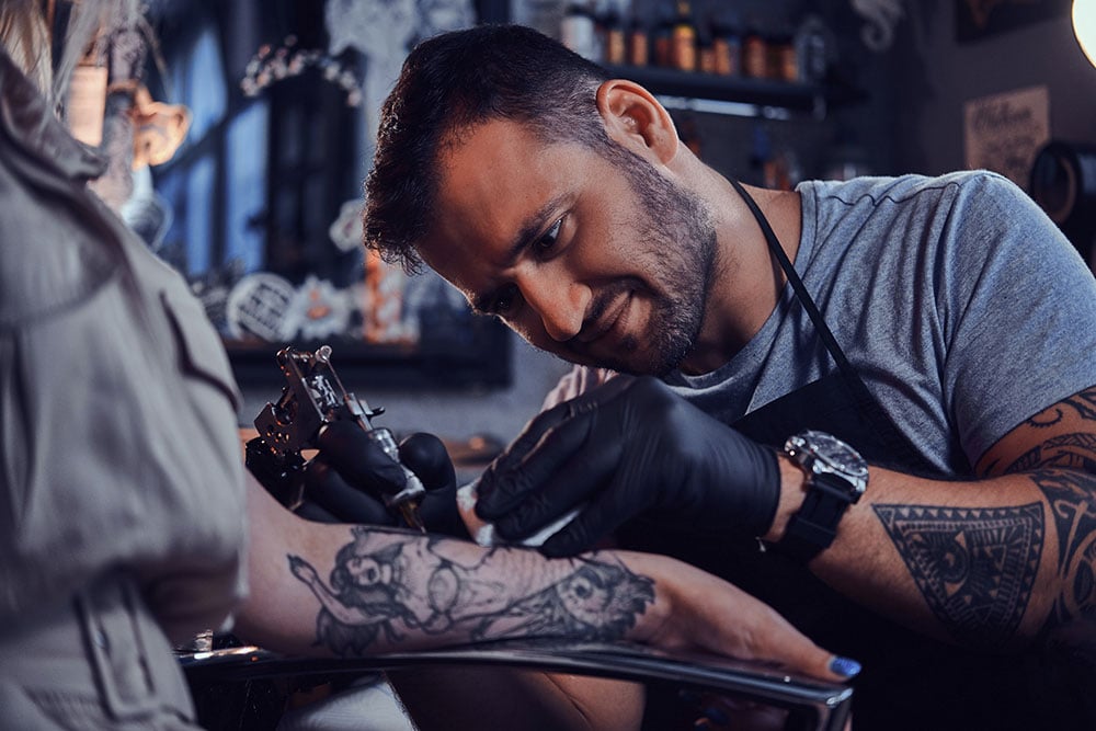 Tattoo artist after taking a bloodborne pathogens course.
