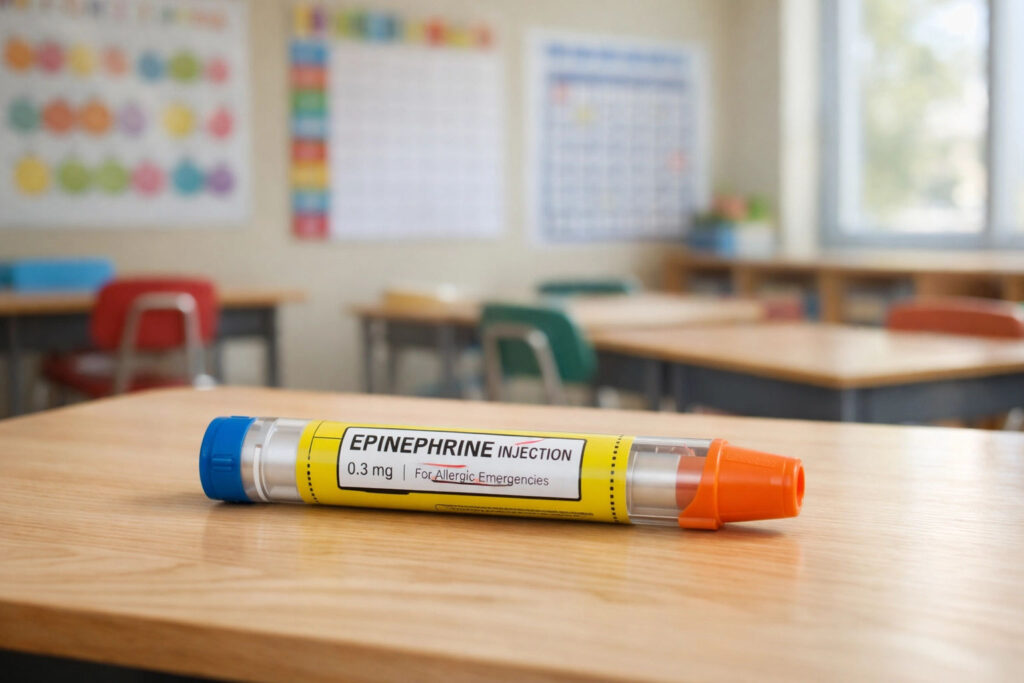 Epi-Pen on desk